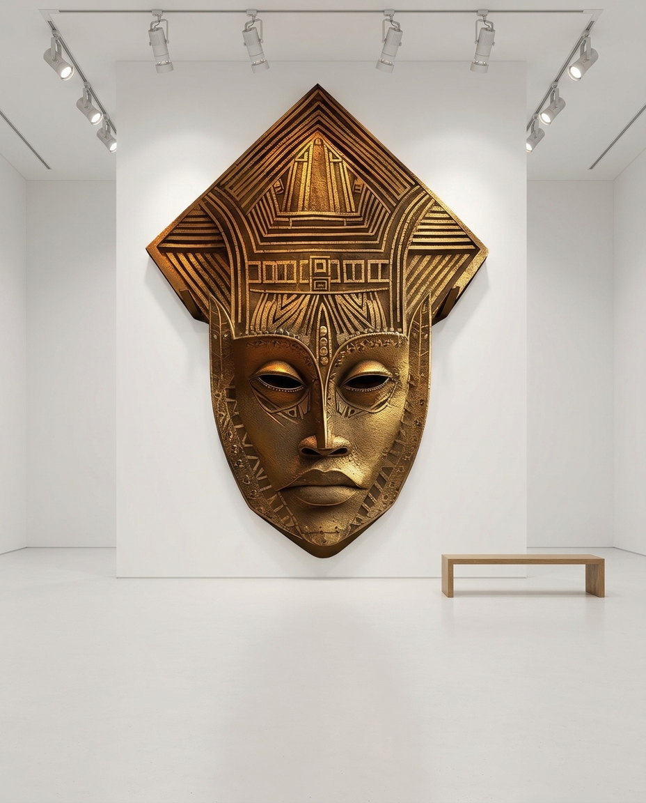 Odùduwà sculptural relic gallery view with track lighting