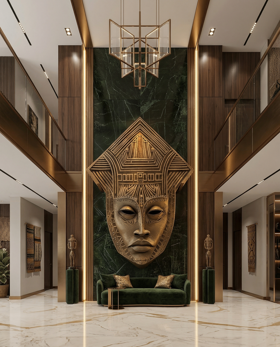 Odùduwà sculptural relic in double-height contemporary space