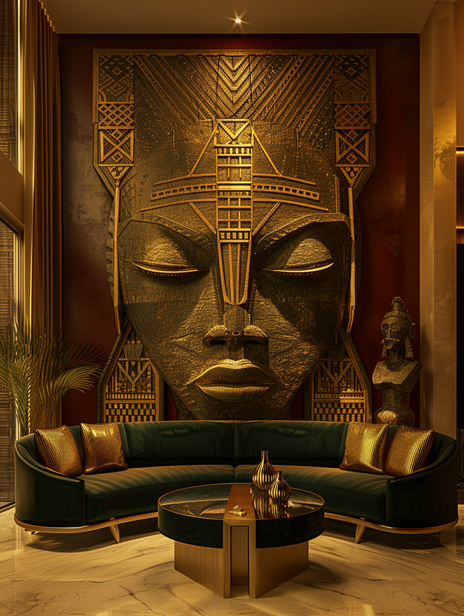 Osun sculptural relic as centrepiece in luxury living room