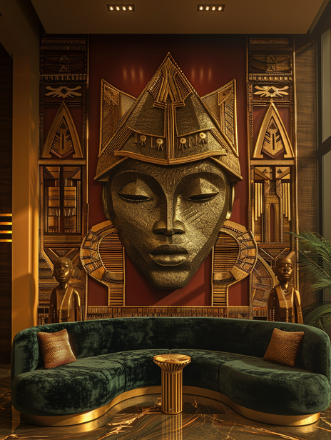 Ṣàngó sculptural relic installed in luxury living room